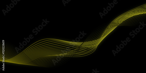 abstract wavy lines background. black background with transparent wave design. simple elegant design. poster, banner, wallpaper. futuristic design.
