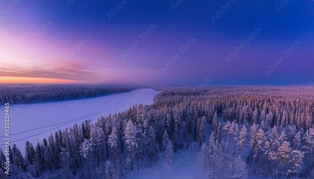 Obraz premium Breathtaking Siberian Landscape in Winter at Night