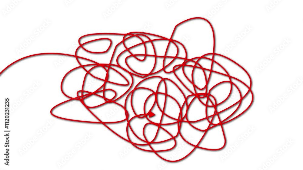 Hand drawn tangle scrawl sketch or white line like finding a solution abstract scribble shape. 4K render footage animation Hand drawn tangle scrawl sketch or white line like finding a solution abstract scribble shape. 4K render footage animation