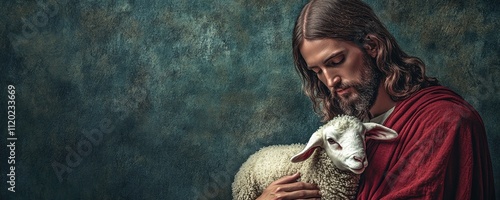 The Good Shepherd: A powerful image of Jesus Christ, the Good Shepherd, holding a lamb close, symbolizing care, protection, and love.