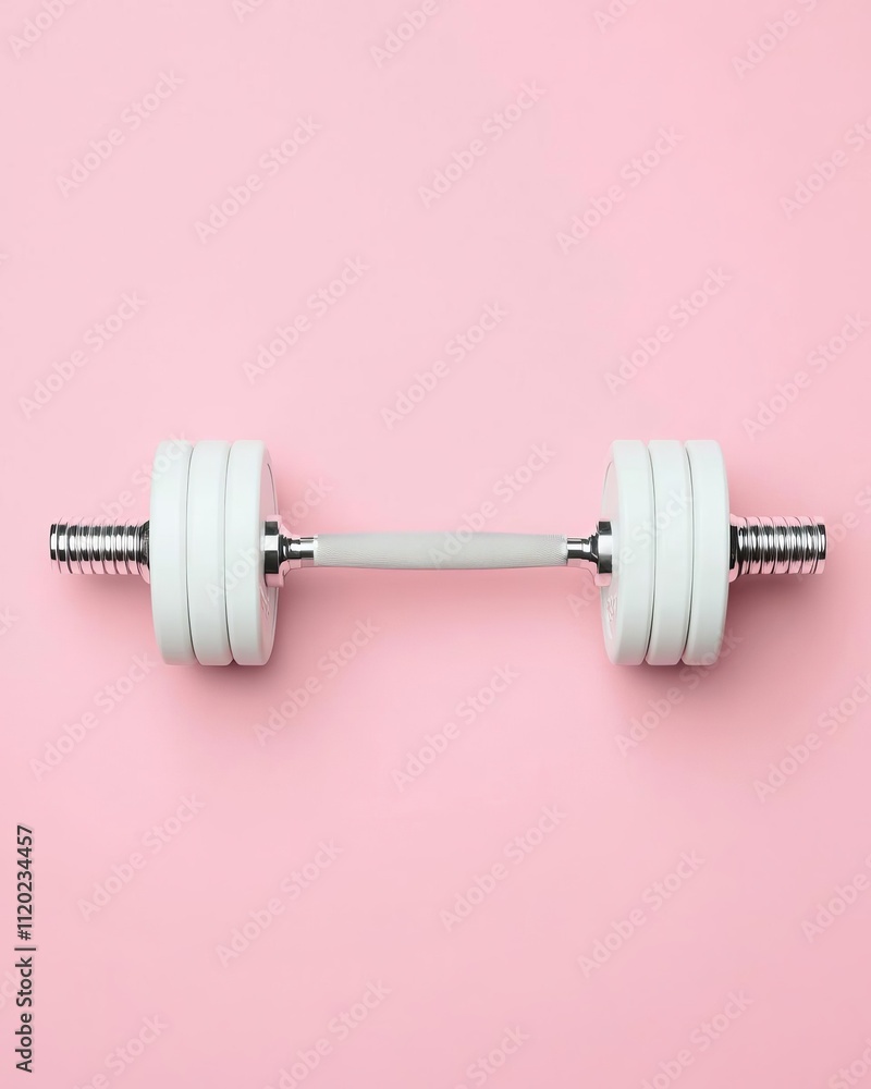 Exercise Holistic Diet Concept. A stylish dumbbell on a pink background, perfect for fitness and workout themes. Exercise Holistic Diet Concept. A stylish dumbbell on a pink background, perfect for fitness and workout themes.