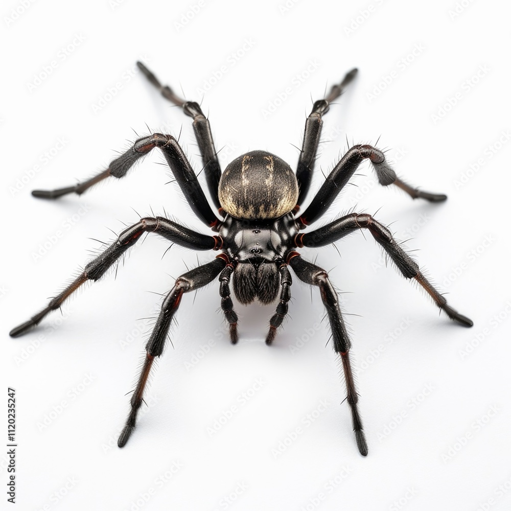 Closeup of a Spider on a white background, highlighting details and textures. Scary Insect Halloween Decor Closeup of a Spider on a white background, highlighting details and textures. Scary Insect Halloween Decor