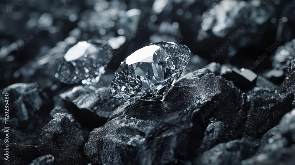 Sparkling Diamond Gemstone on Black Background for Luxury Design Concepts Sparkling Diamond Gemstone on Black Background for Luxury Design Concepts