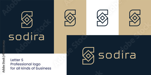 Abstract Letter S Logo with Camera and Diamond Lens Design