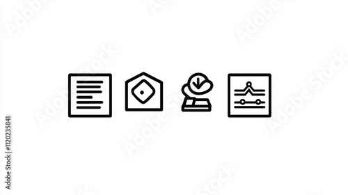 Simple line icons document, house, timer, graph.