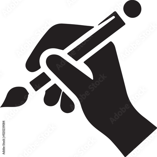 Hand silhouette with painting brush