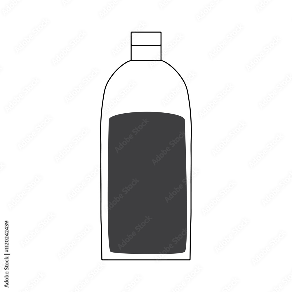 Bottle filled with water. Water beverage in doodle style. Bottle filled with water. Water beverage in doodle style.