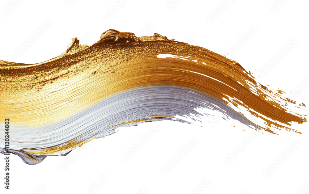 Fototapeta premium Gold and Silver Brush Stroke on Transparent Background