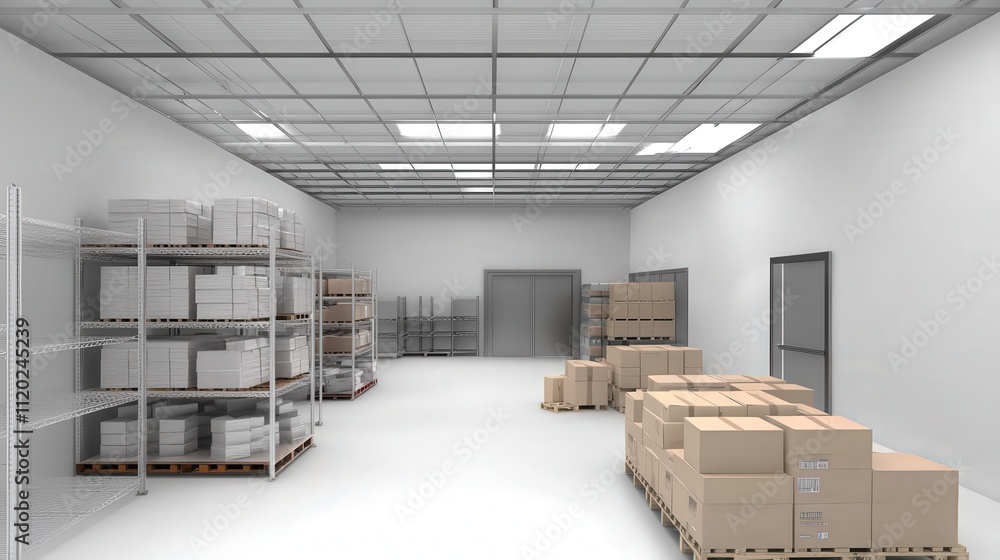 Empty Warehouse Storage Area With Pallets And Boxes Empty Warehouse Storage Area With Pallets And Boxes