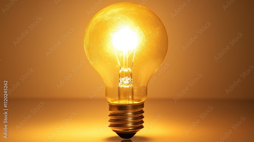 Bright Ideas: Yellow Light Bulb Illuminating Simple and Innovative Concept Bright Ideas: Yellow Light Bulb Illuminating Simple and Innovative Concept
