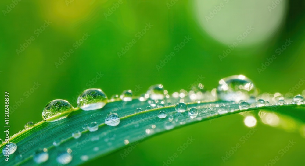 Sparkling morning dew on vibrant green leaf Sparkling morning dew on vibrant green leaf