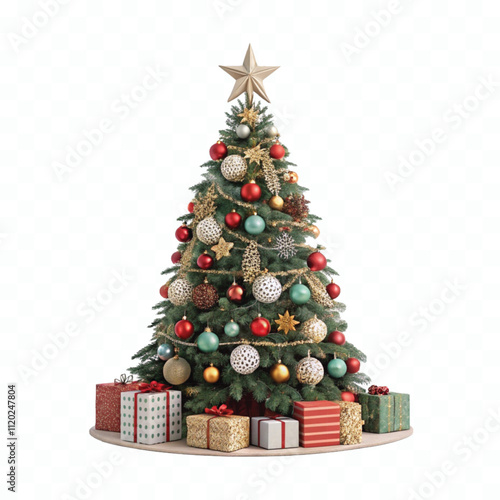 abstract 3d eye catching Christmas tree in different style isolated on white background