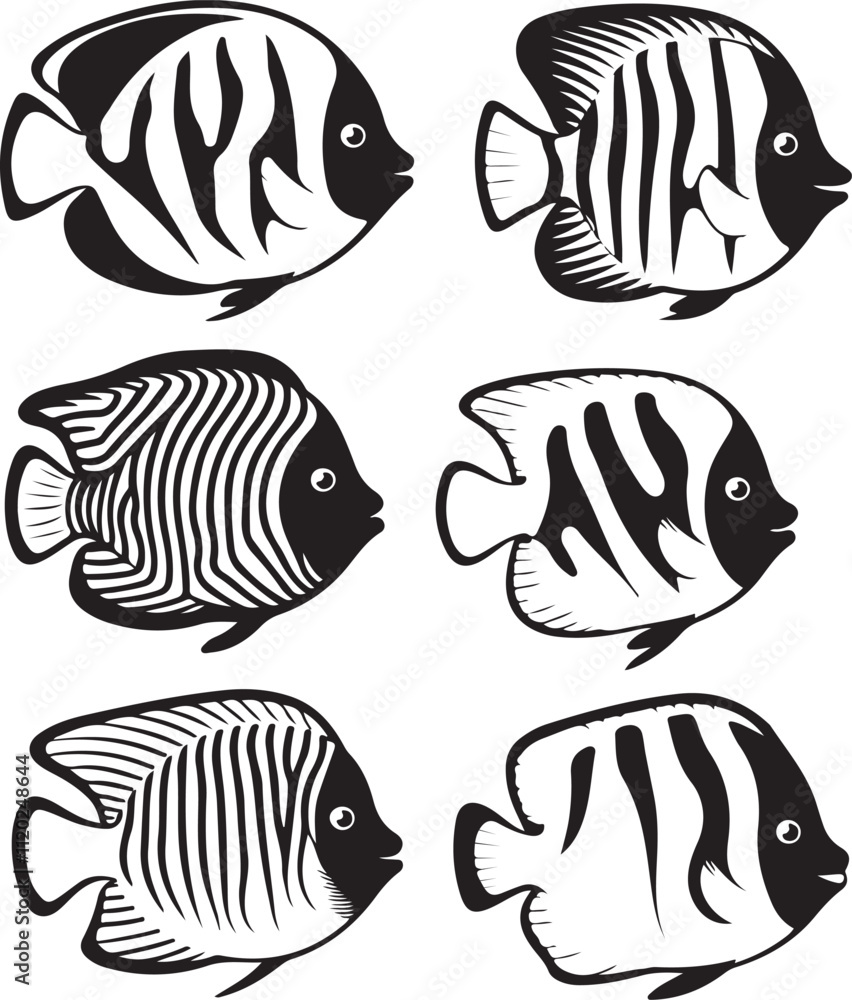 Naklejka premium butterflyfish silhouette vector set