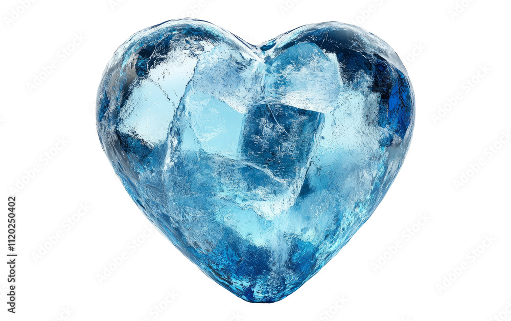 Heart-Shaped Ice Cube on Clear Background Heart-Shaped Ice Cube on Clear Background