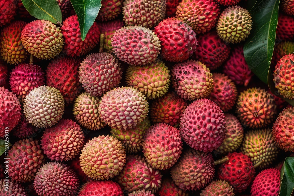Exotic lychees cover with leaf Exotic lychees cover with leaf