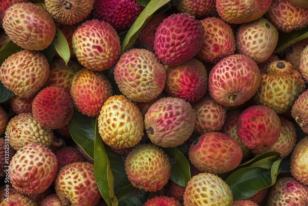 Exotic lychees cover with leaf Exotic lychees cover with leaf