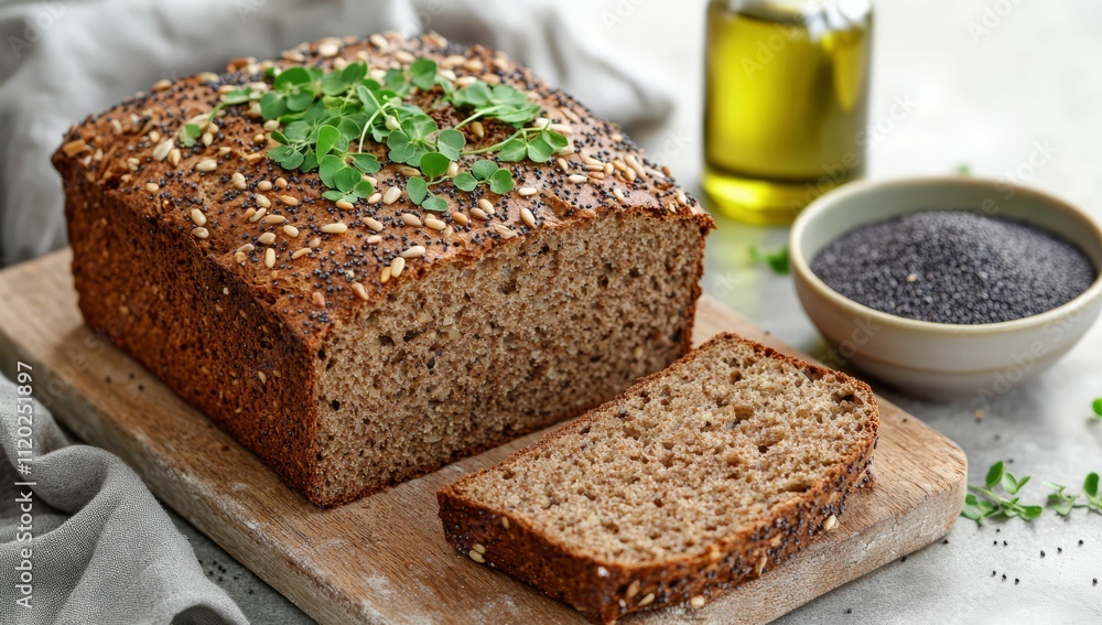 Sourdough bread with whole grain clover, sunflower and poppy seeds on top Sourdough bread with whole grain clover, sunflower and poppy seeds on top