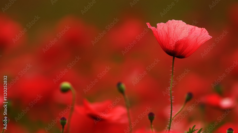 A vibrant poppy stands tall amidst a field of blooming red flower, showcasing nature's beauty. A vibrant poppy stands tall amidst a field of blooming red flower, showcasing nature's beauty.
