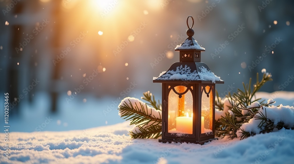 Christmas Lantern in the Snow. Christmas Lantern in the Snow.