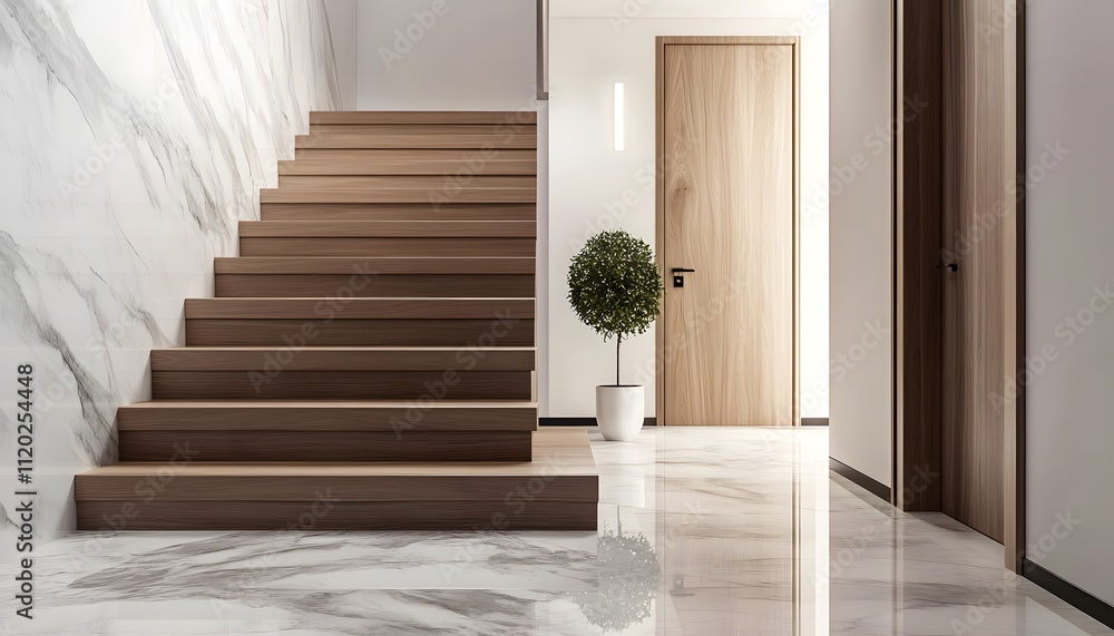 Modern Home Interior Wooden Staircase Marble Floor Luxury Design Modern Home Interior Wooden Staircase Marble Floor Luxury Design