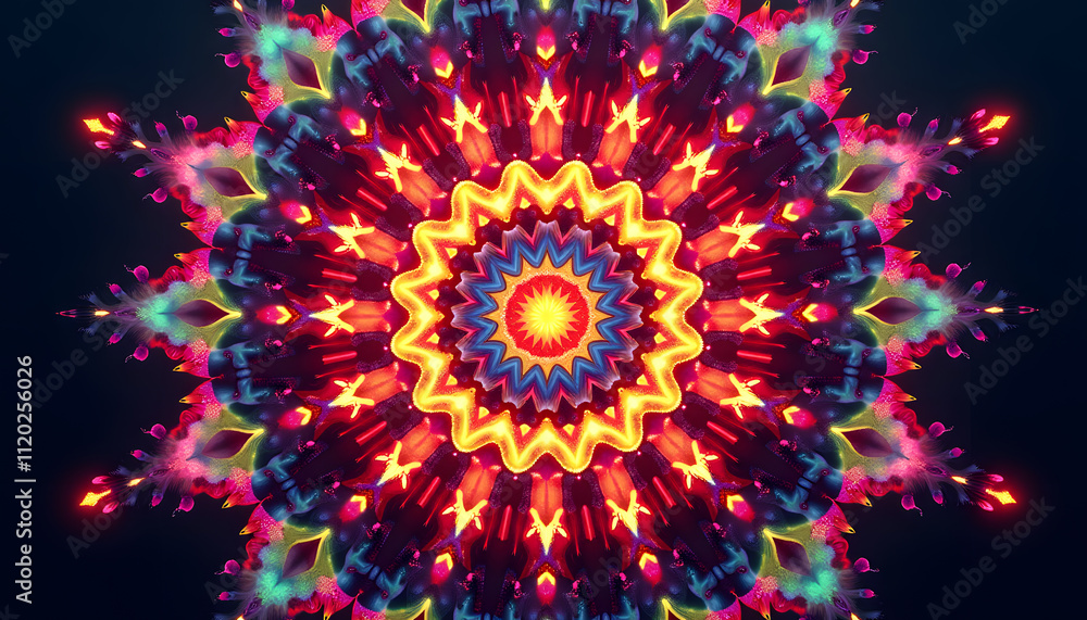 Fototapeta premium Mandala-Inspired Pattern with Holi Color Explosions