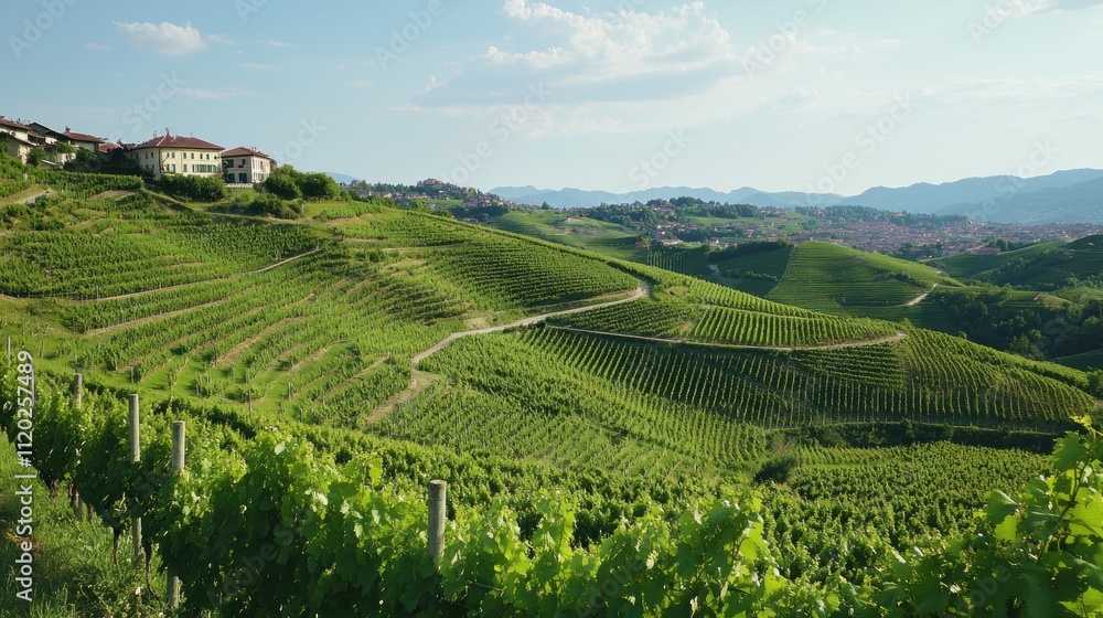 Fototapeta premium Rolling Vineyards on a Sunny Day in Countryside