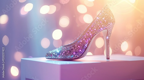  A pair of high-heeled stiletto shoes embellished with sparkling crystals
