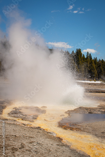 Erupting geyser, Yellowstone National Park