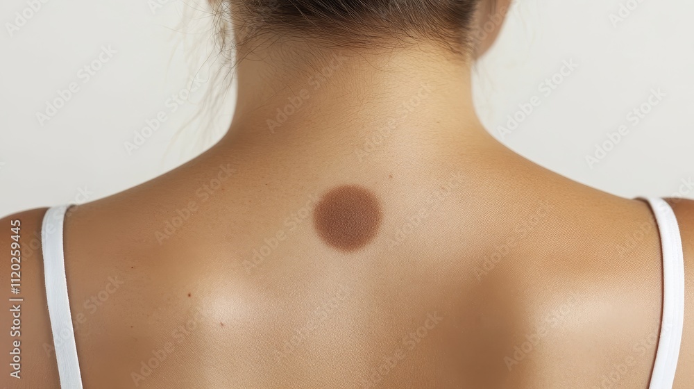 A woman's back with a mole on her shoulder A woman's back with a mole on her shoulder
