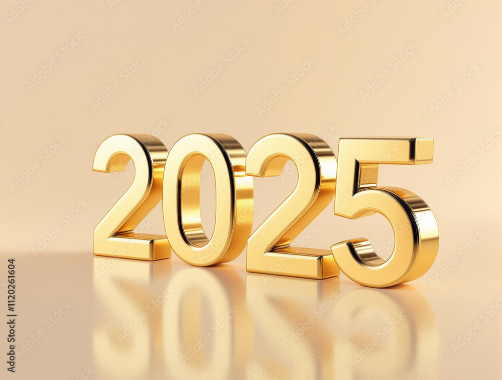 golden 2025 futuristic elegant design 3D typography minimalist background golden 2025 futuristic elegant design 3D typography minimalist background