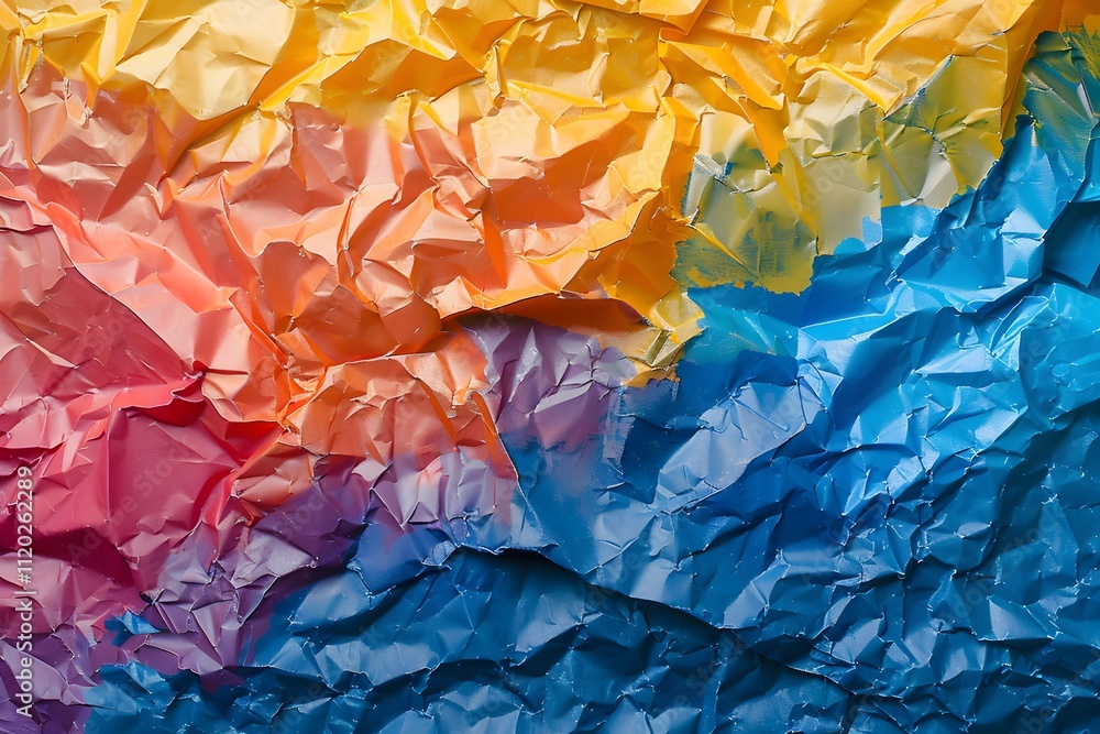 Vibrant Crumpled Paper Texture in Gradient Colors Vibrant Crumpled Paper Texture in Gradient Colors