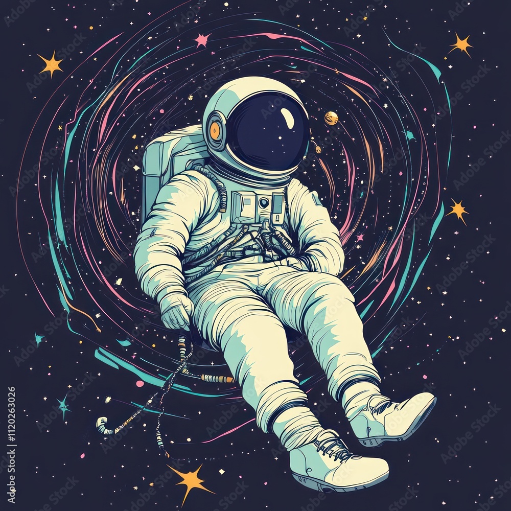 Astronaut Floating Through Cosmic Nebula In Space Astronaut Floating Through Cosmic Nebula In Space