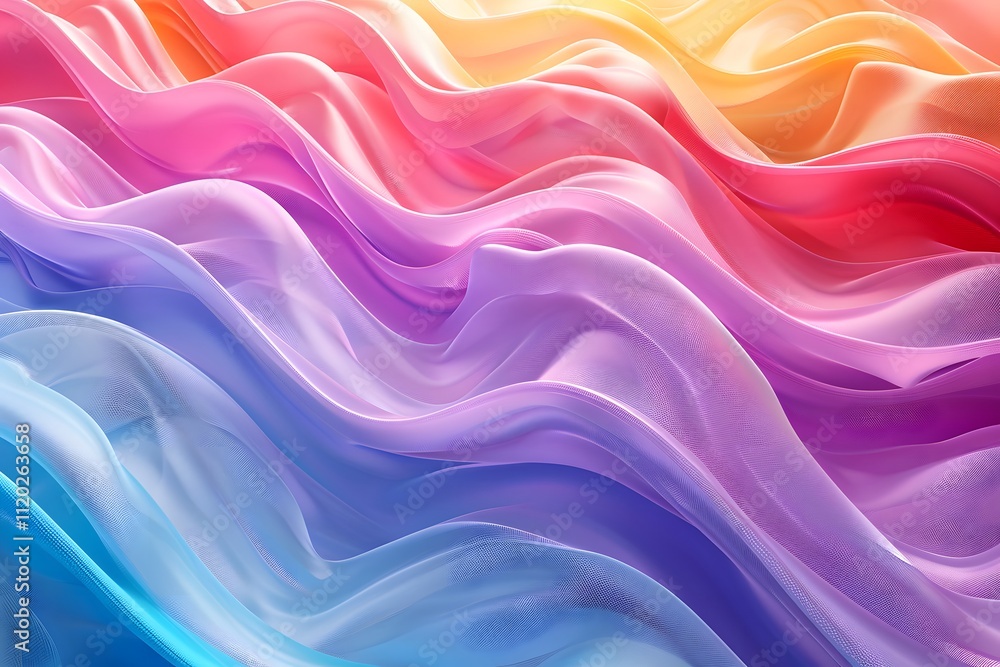 Vibrant Waves of Colorful Silk Fabric Flowing Elegantly Vibrant Waves of Colorful Silk Fabric Flowing Elegantly