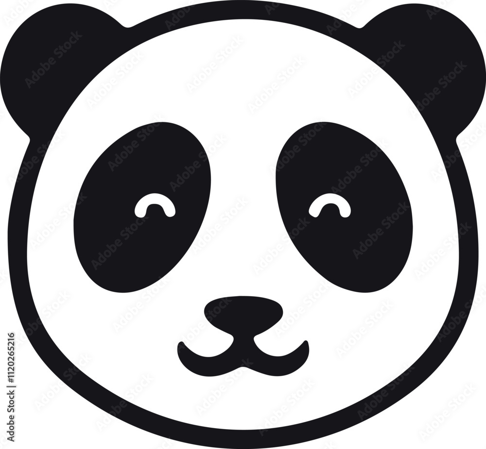 Fototapeta premium Cute Panda Head isolated Silhouette, logo vector illustration 