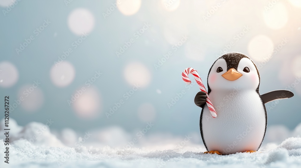 Fototapeta premium Pastel Penguin Winter Joy