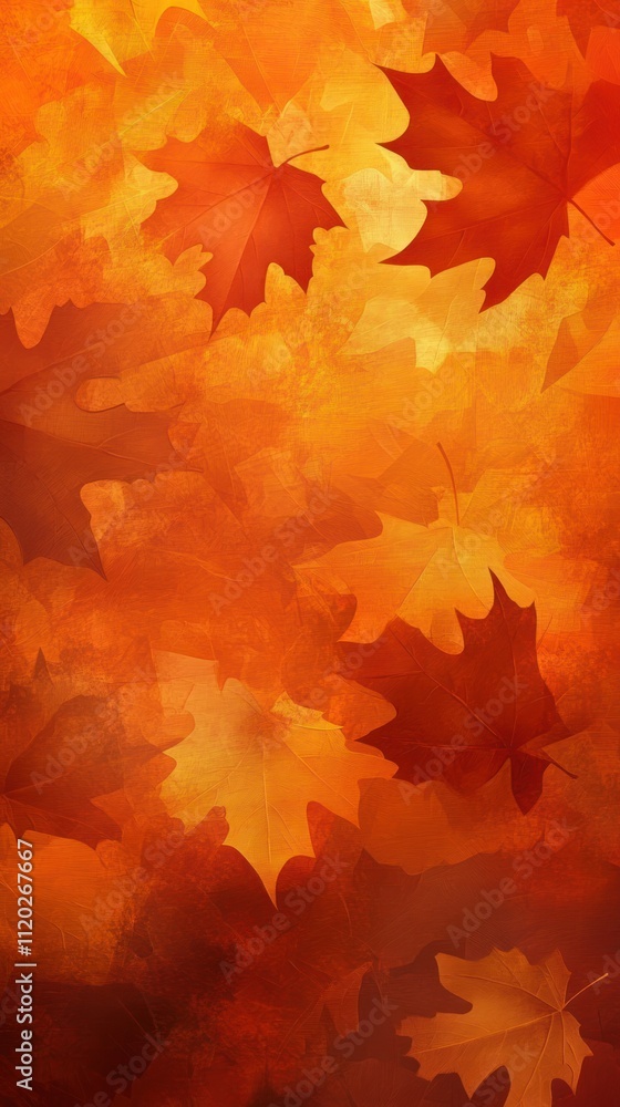 Fototapeta premium Autumn Leaves Background Orange Red Hues