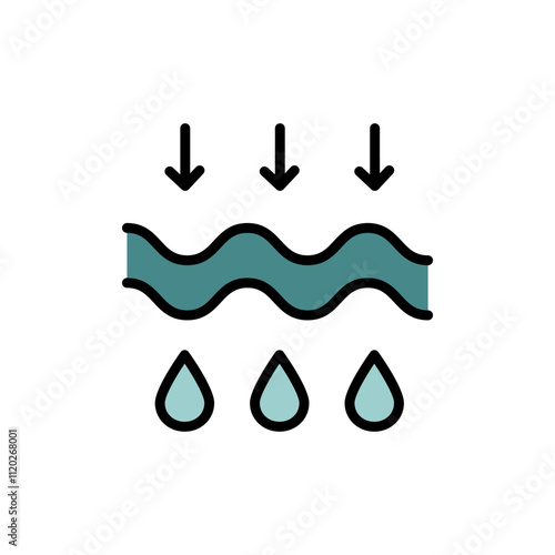 Water filtration color icon. Rain drops, H2O molecule, purification filter, pure aqua illustration. Flat pictogram for drink. Simple vector Isolated on white background.