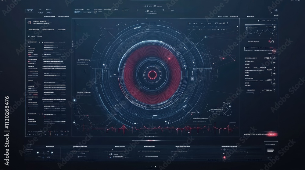 A futuristic digital interface displaying data analytics and visualizations. A futuristic digital interface displaying data analytics and visualizations.