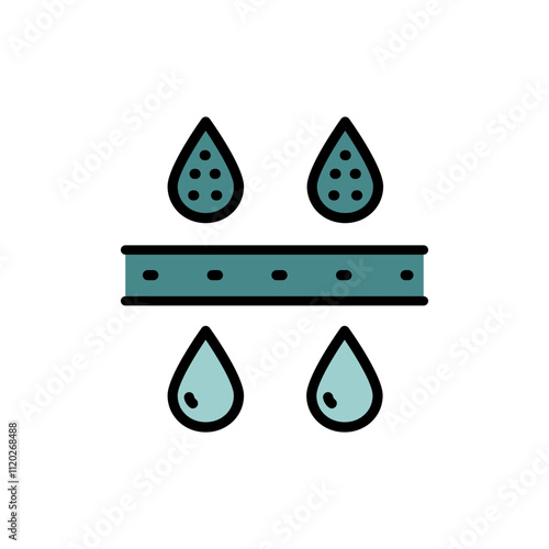 Water filtration color icon. Rain drops, H2O molecule, purification filter, pure aqua illustration. Flat pictogram for drink. Simple vector Isolated on white background.