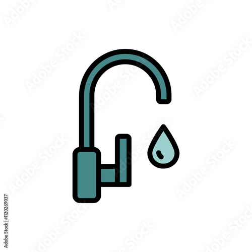Water tap, plumbing. Filtration and purification water icon. Osmosis and desalination. Potable water. Simple sign of filter water vector icons for web design isolated on white background.