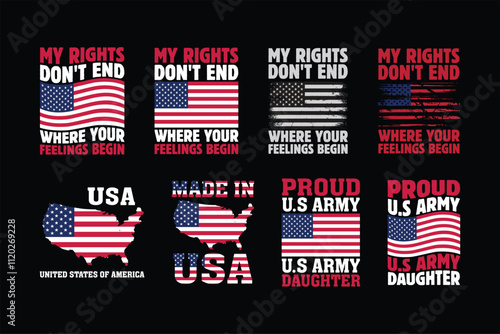 USA T shirt Design Bundle. Freedom baby, God bless America. Love Grandma life. USA design bundle