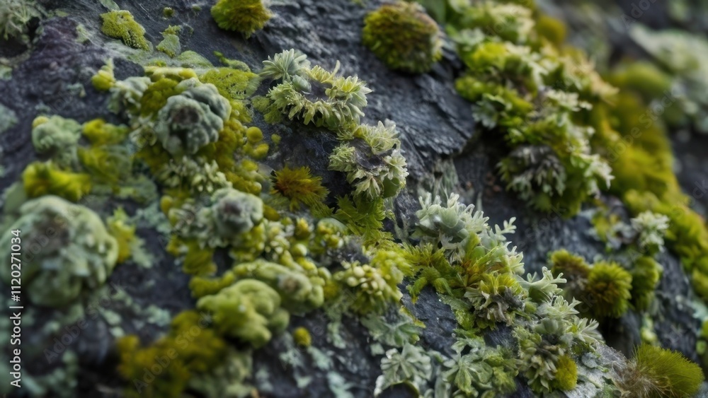 Close-Up of Natural Rock Textures Adorned with Lichens Close-Up of Natural Rock Textures Adorned with Lichens