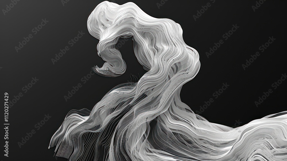 Abstract white flowing lines on black background. Abstract white flowing lines on black background.