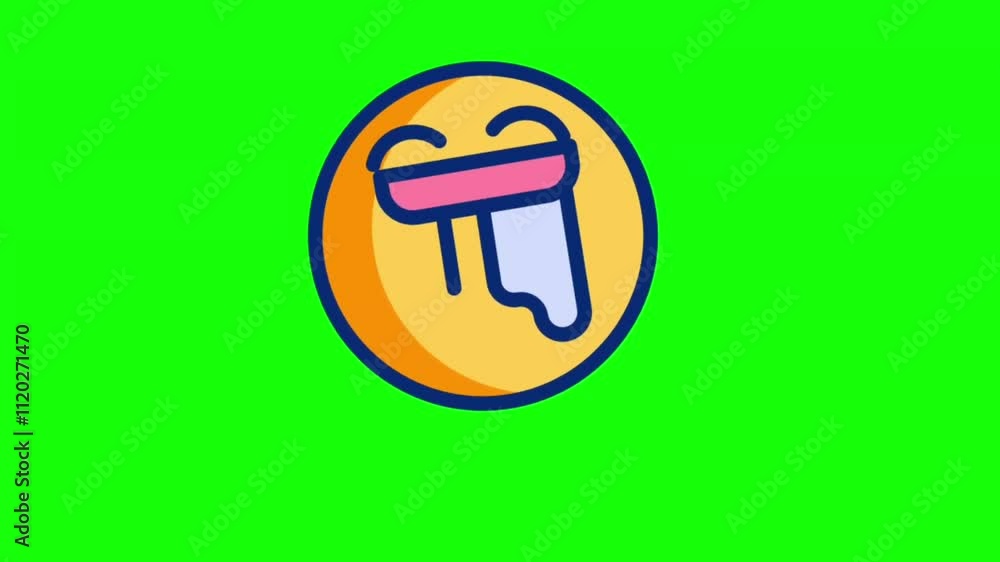 Animated drooling face emoji icon with expression loop on a green screen background for motion graphics Animated drooling face emoji icon with expression loop on a green screen background for motion graphics