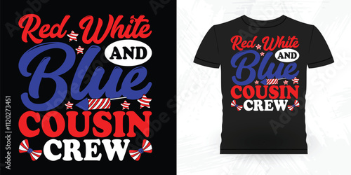 Rd White And Blue Cousin Crew Funny Coffee Artists Retro Vintage Coffee Barista T-shirt Design