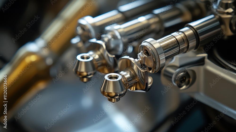 Close-Up of Precision Metal Components in Machinery Close-Up of Precision Metal Components in Machinery