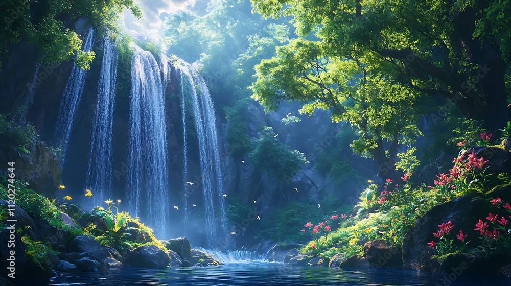 Enchanted Waterfall in Lush, Tropical Paradise Enchanted Waterfall in Lush, Tropical Paradise