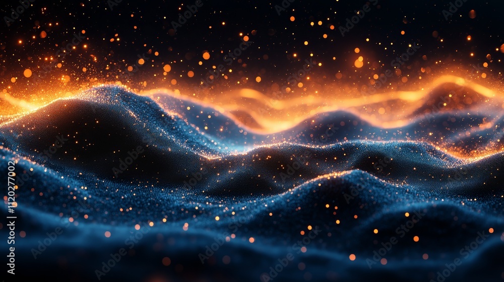 Futuristic digital art with neon abstract landscape and glowing elements Futuristic digital art with neon abstract landscape and glowing elements