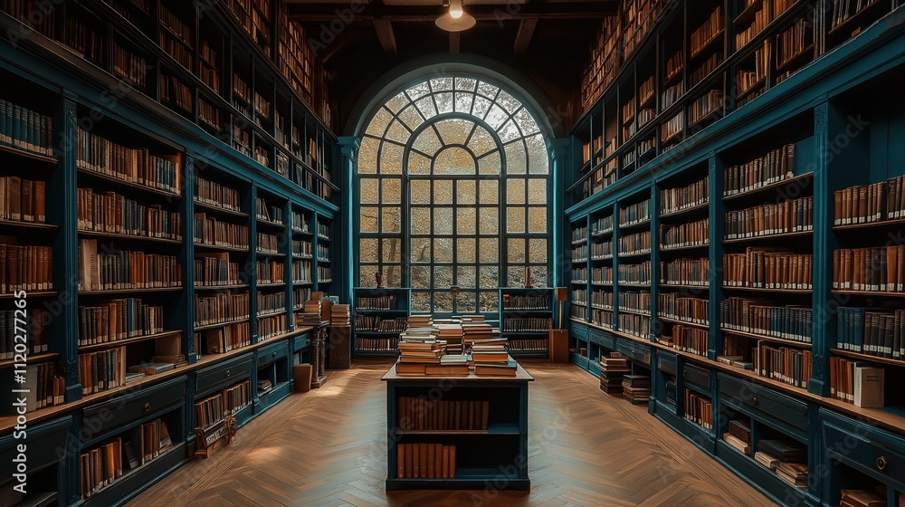 Elegant Library Interior with Historic Books