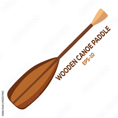 Illustration of wooden canoe paddle on white